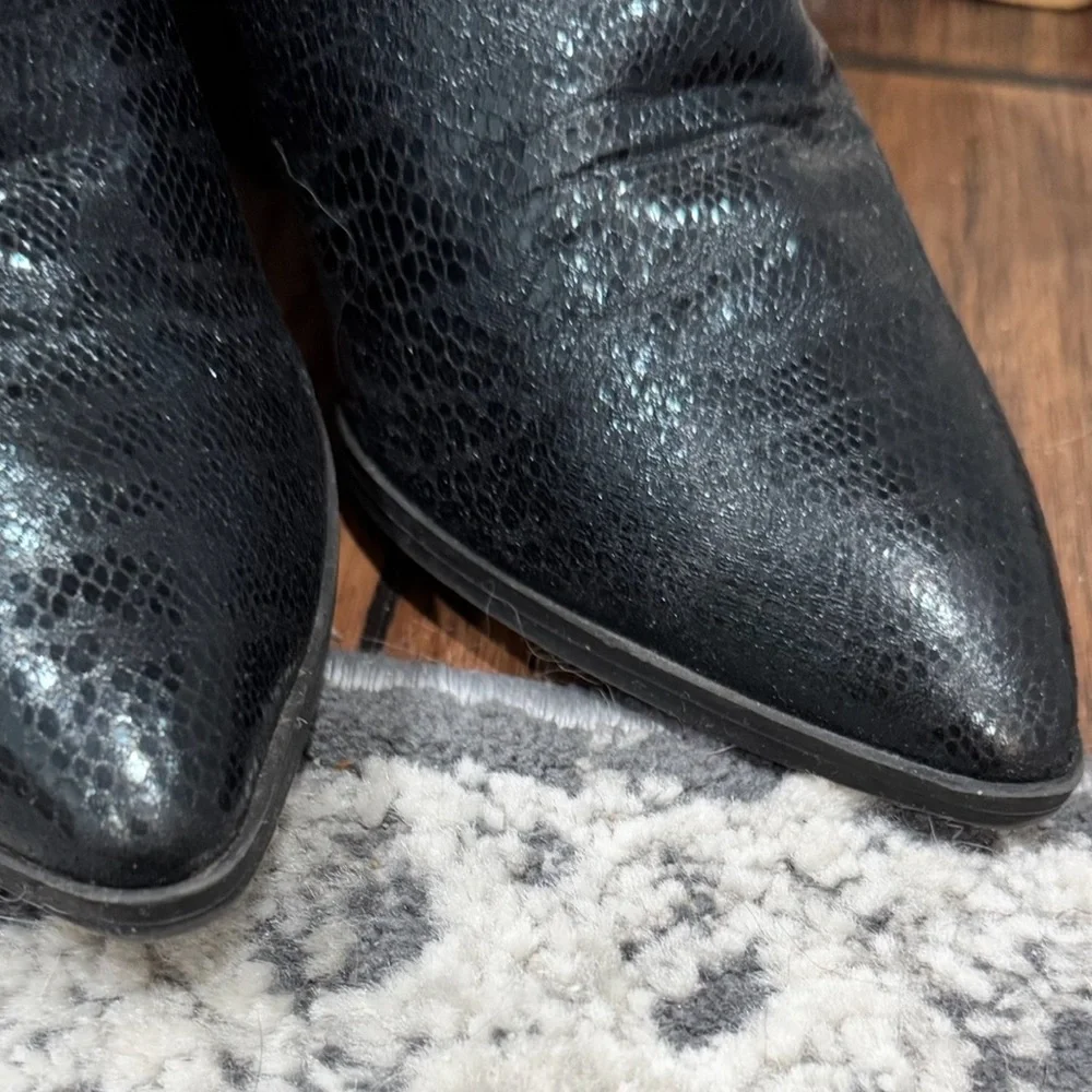BAR III Black Faux Snake Pointed Toe Ankle Boots